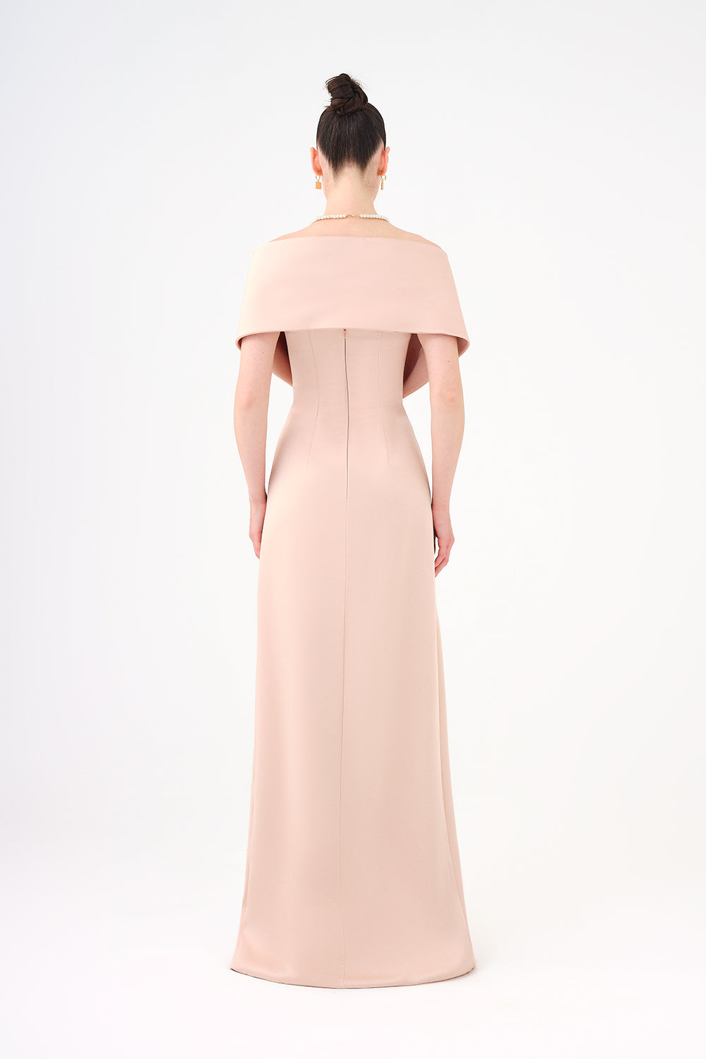 off-shoulder column dress with sculpted fold bodice – AURÉLIA