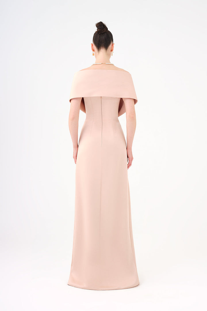 off-shoulder column dress with sculpted fold bodice – AURÉLIA