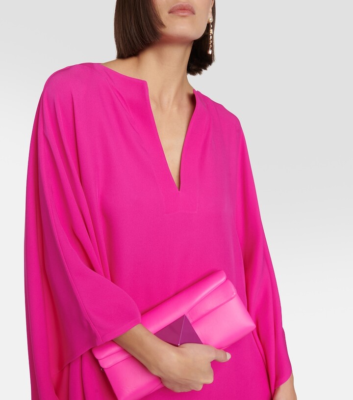 Flowing V-neck kaftan dress – FUCHSIA
