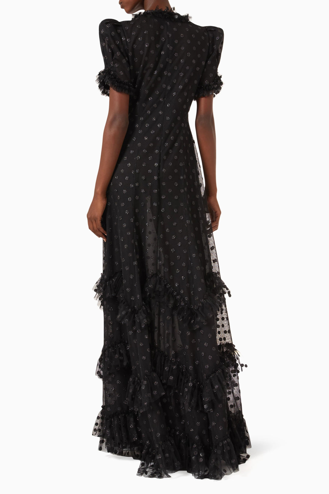 ruffled tulle gown with puff sleeves – VIENEI