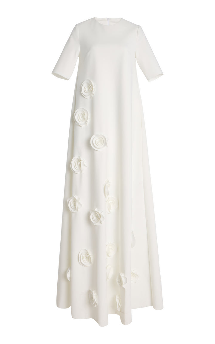 floral appliqué gown with half sleeves – AMARA