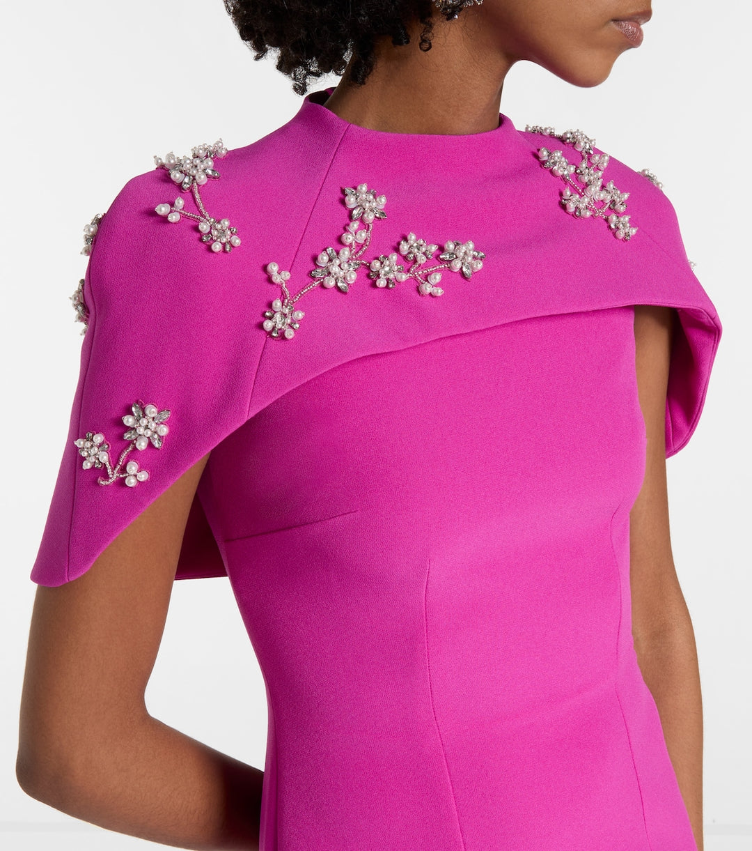 Embellished cape gown with straight silhouette – SKYLA