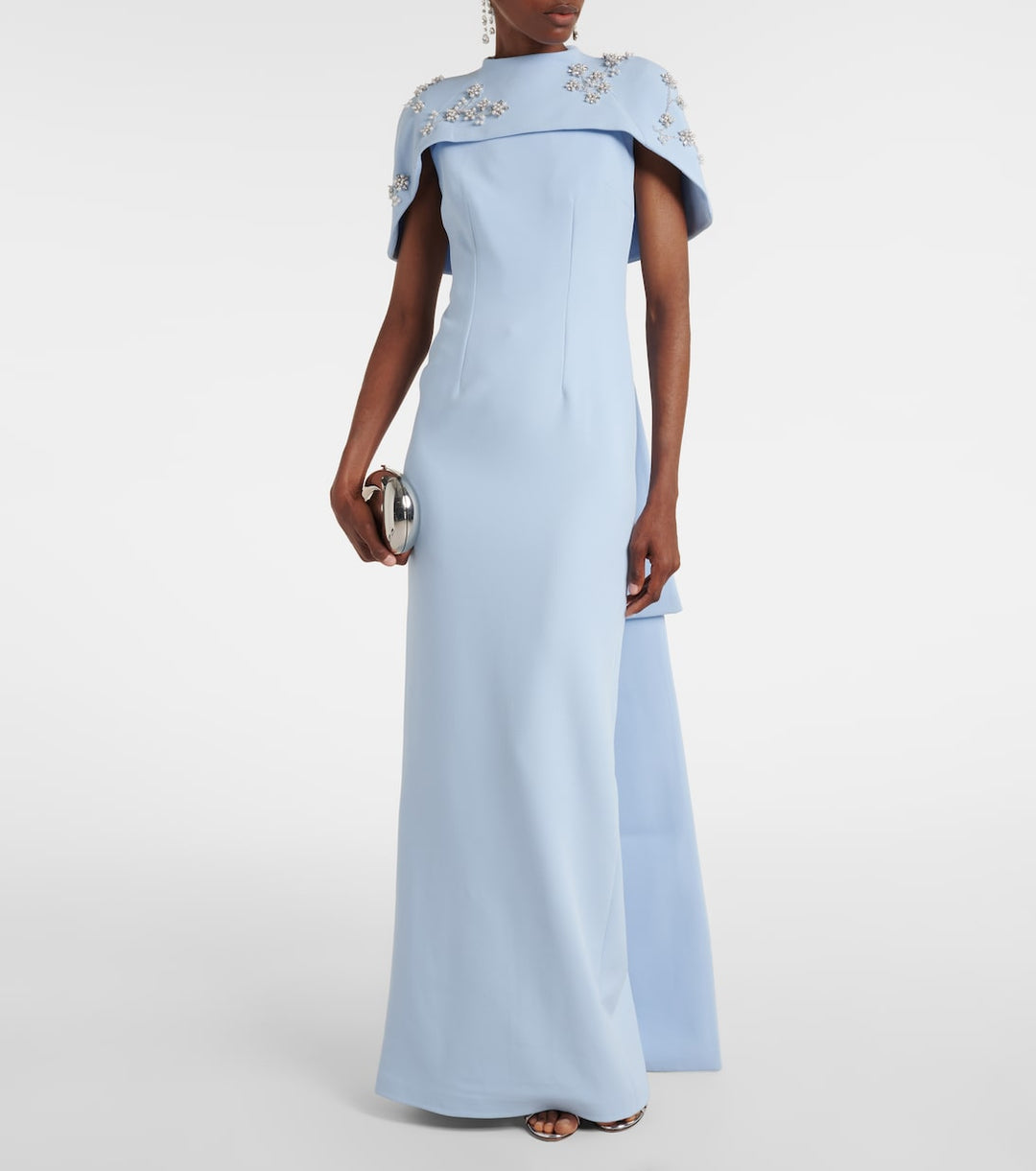 Embellished cape gown with straight silhouette – SKYLA