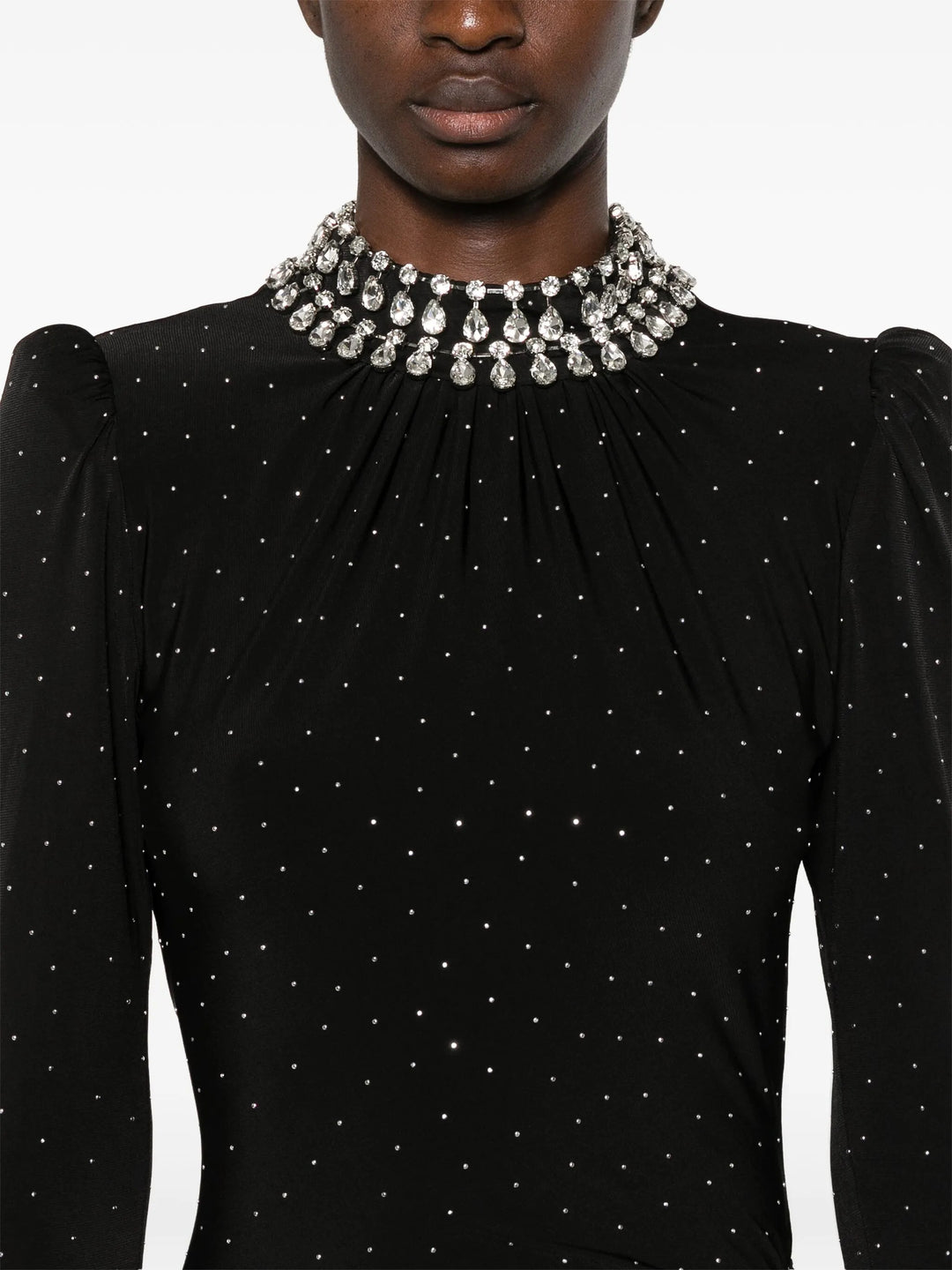 crystal-embellished gown with high slit – STELLARA