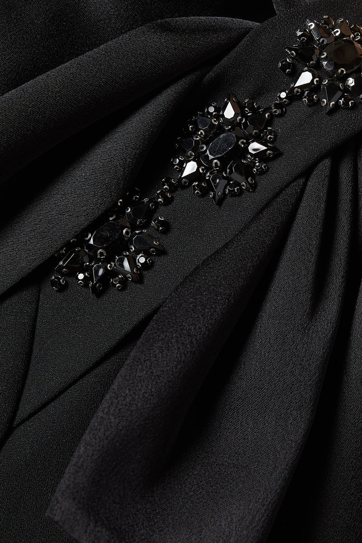 long-sleeve gown with bow-shoulder detail – VIVIENNE