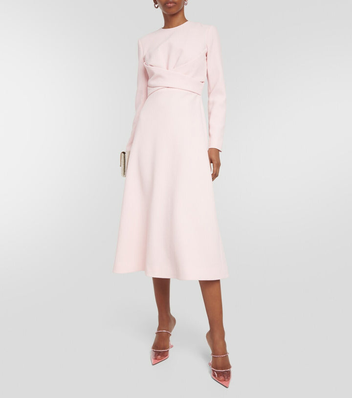 long-sleeve midi dress with draped waist – SILVEN
