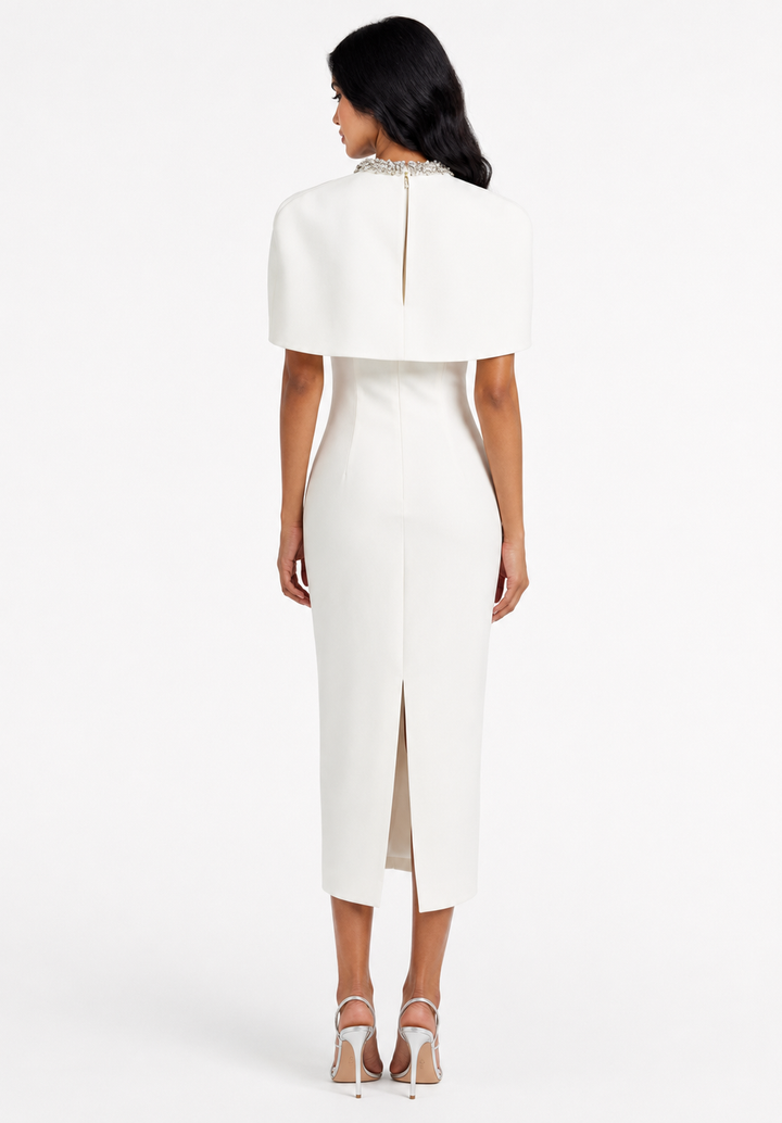 Cape Overlay Midi Dress - Firla