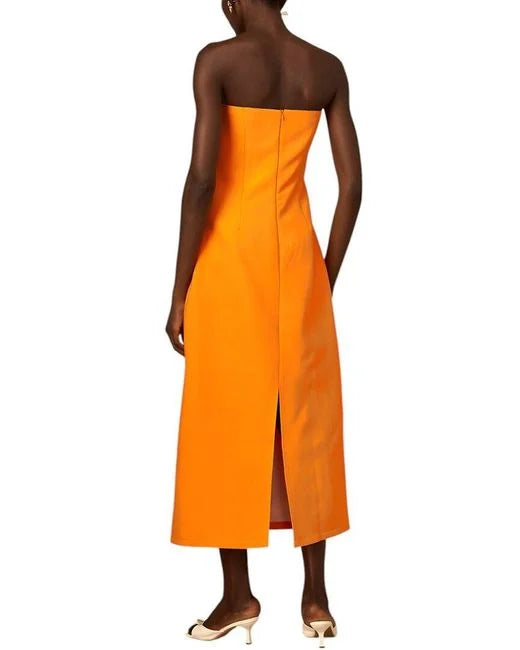 strapless column dress with floral applique – JARDINIZ