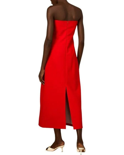 strapless column dress with floral applique – JARDINIZ