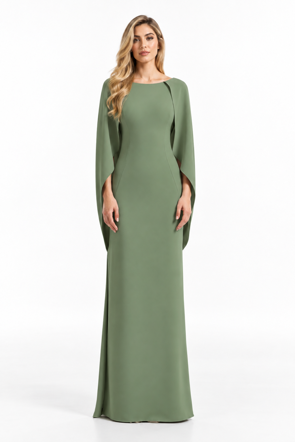 Cape Sleeve Column Maxi Dress – Verdelle