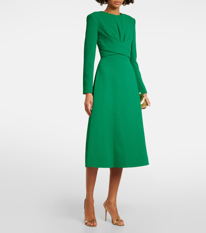long-sleeve midi dress with draped waist – SILVEN