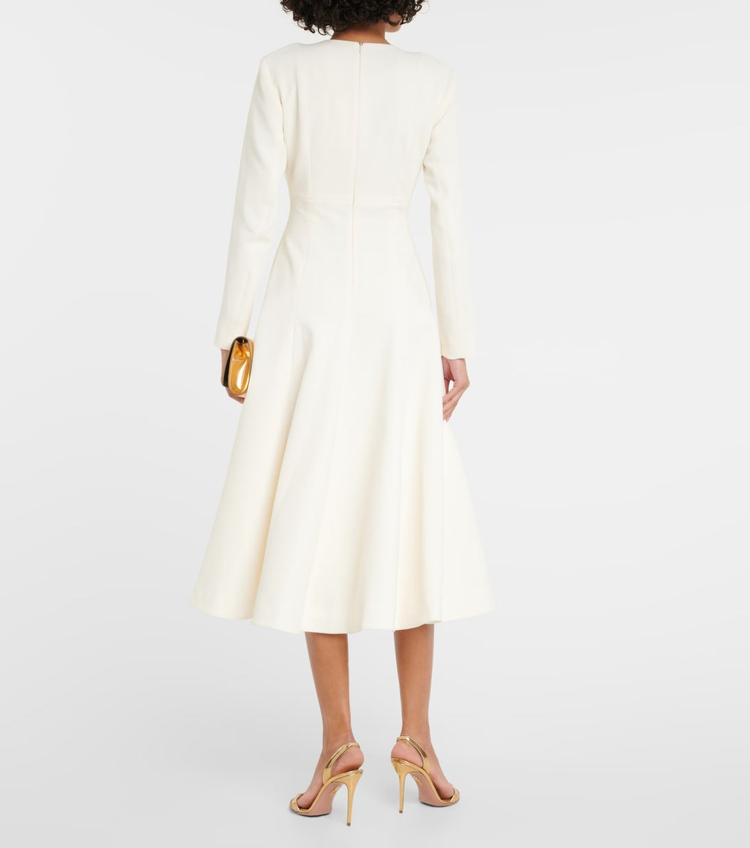 long-sleeve gathered midi dress – CELINA