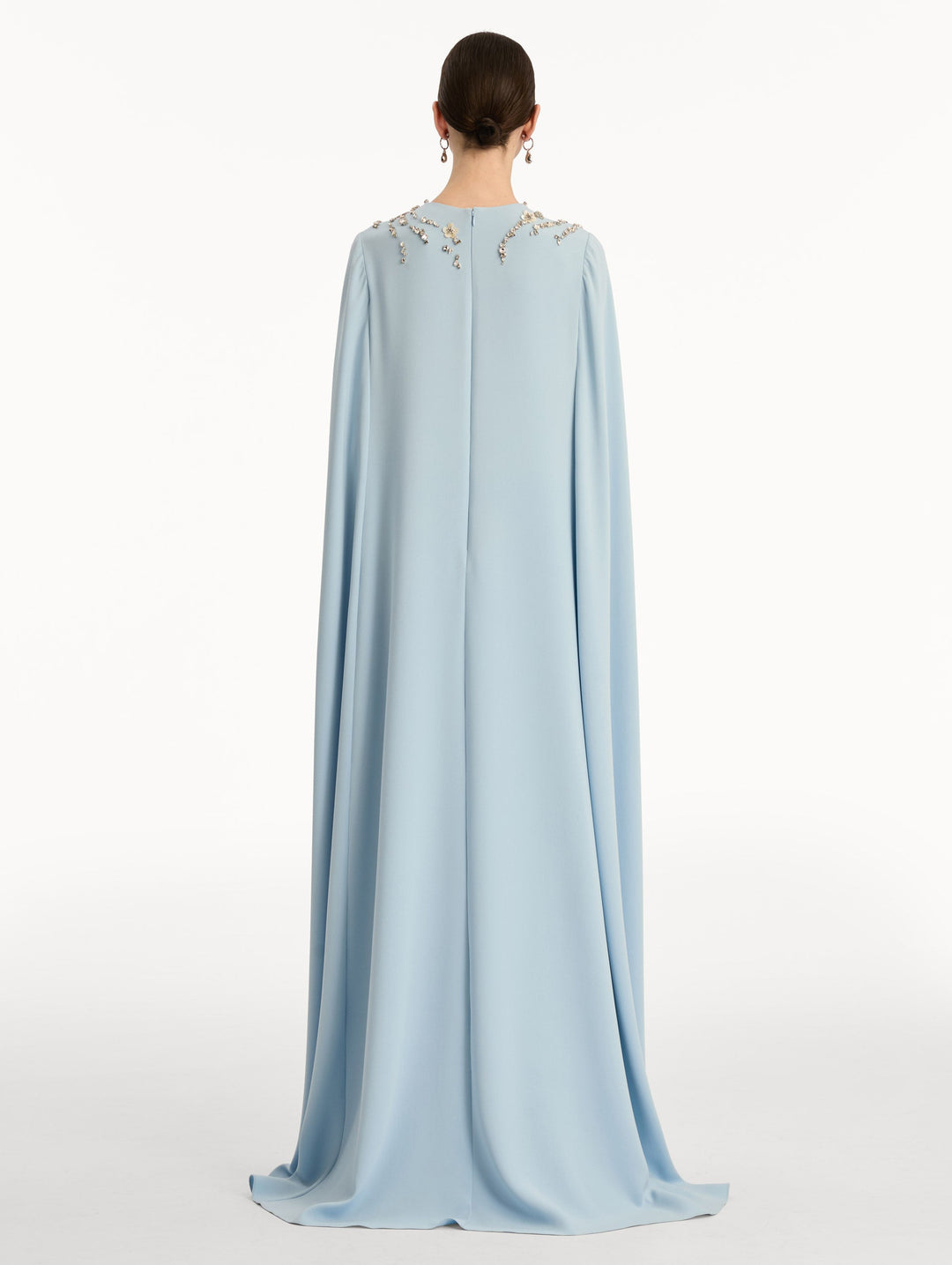 cape-sleeve gown with embellished neckline – AERIN