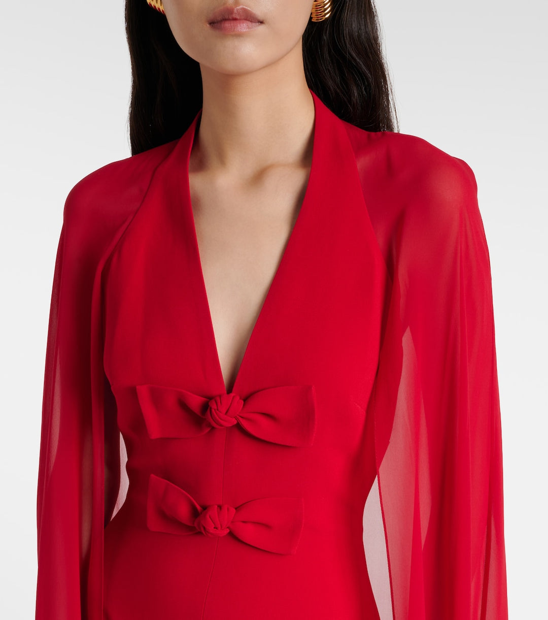 cape gown with front bows – SCARLETB