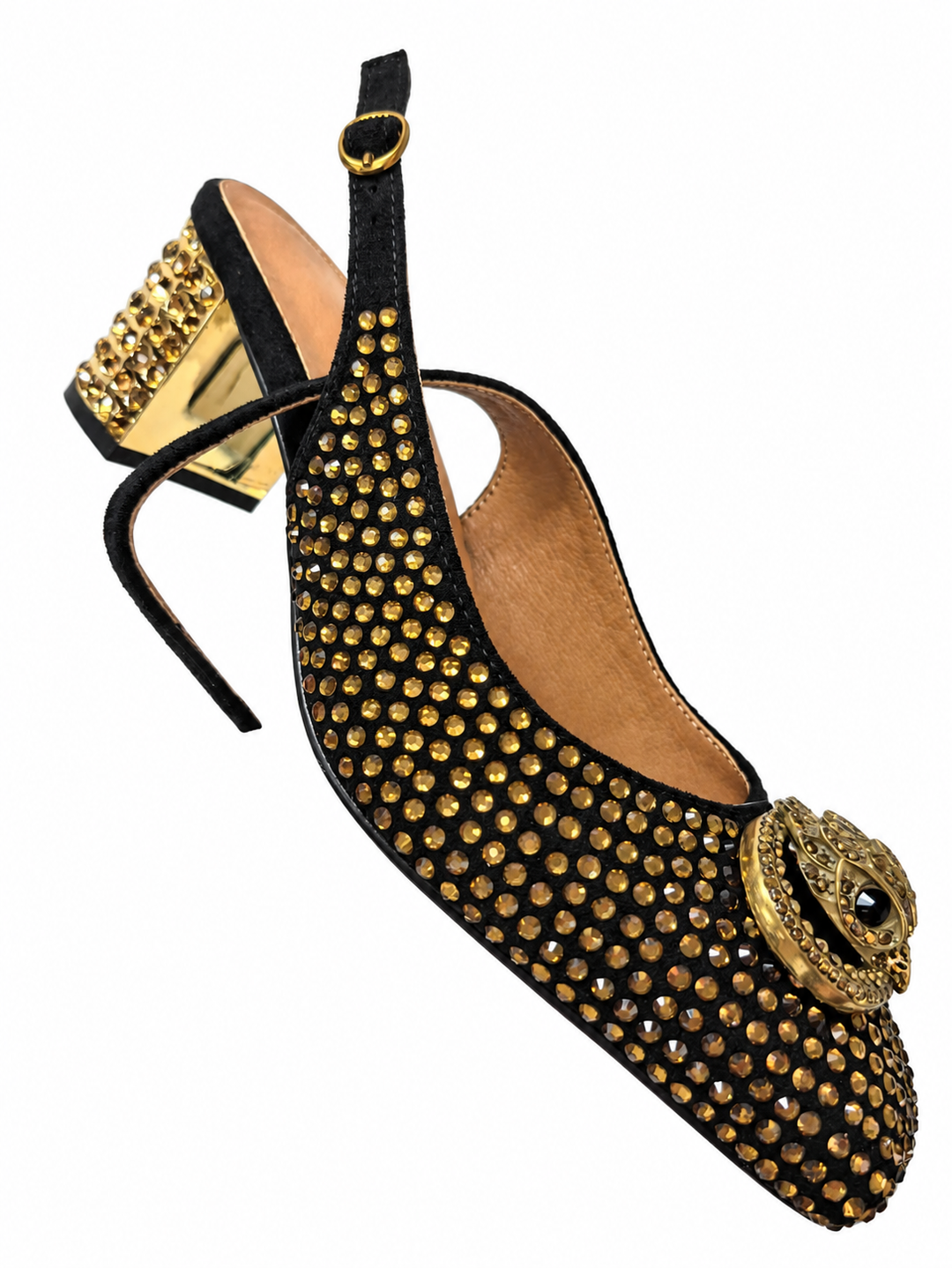 Studded Slingback Block Heel Pumps - Gildessa
