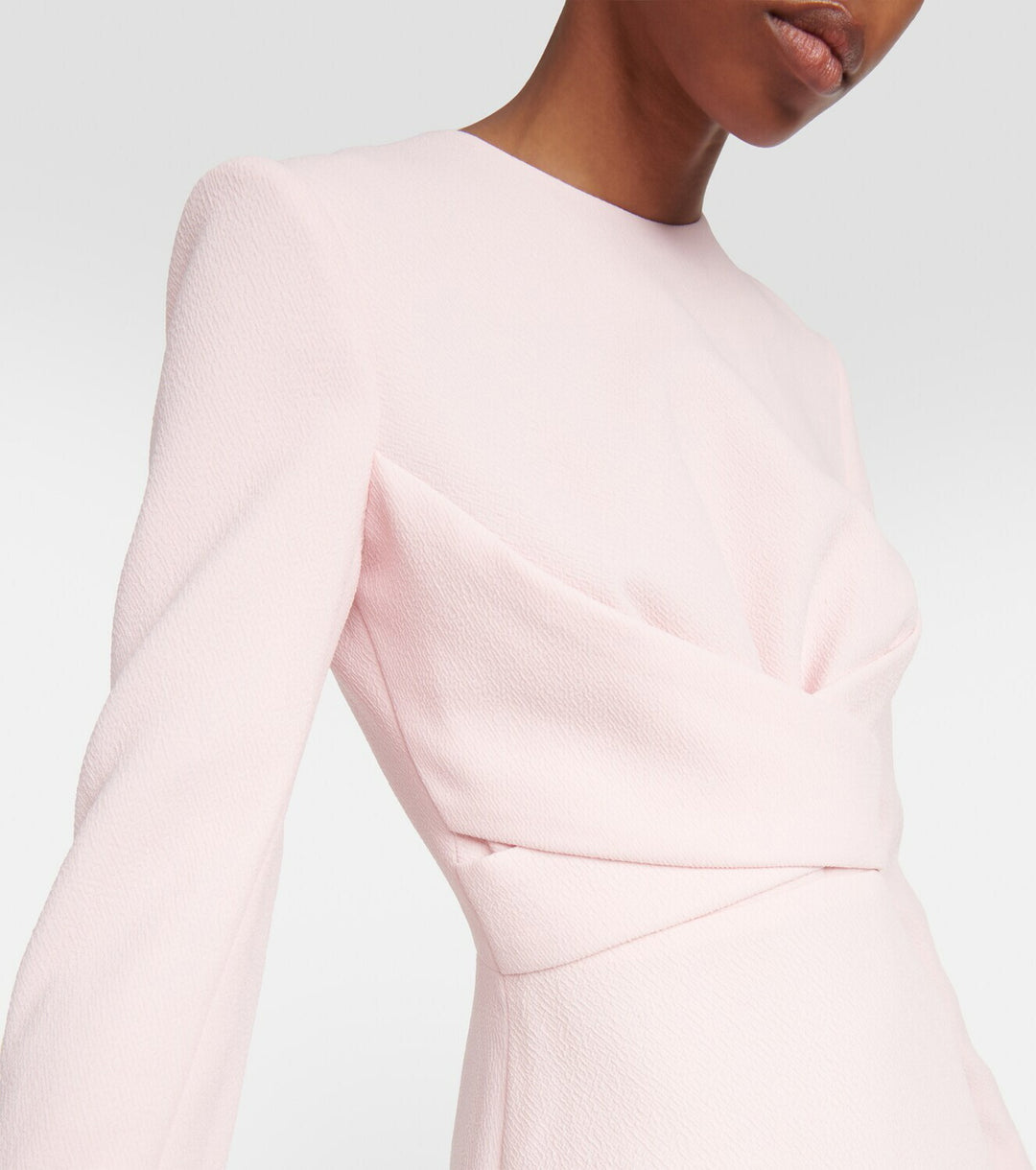 long-sleeve midi dress with draped waist – SILVEN