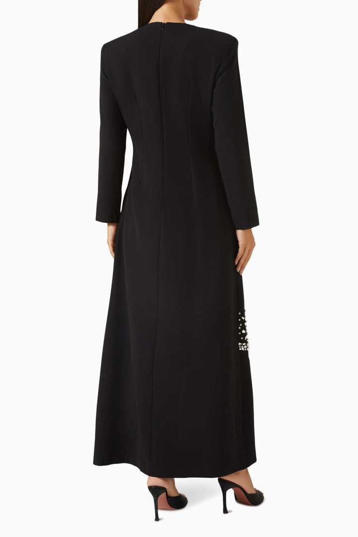 Embellished long-sleeve gown with crystal accents – RUBYE