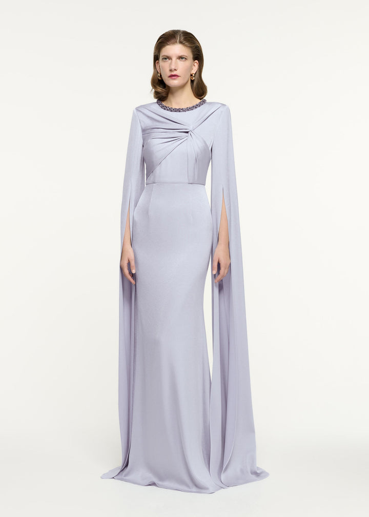 draped mermaid gown with extended cape sleeves – AURORA