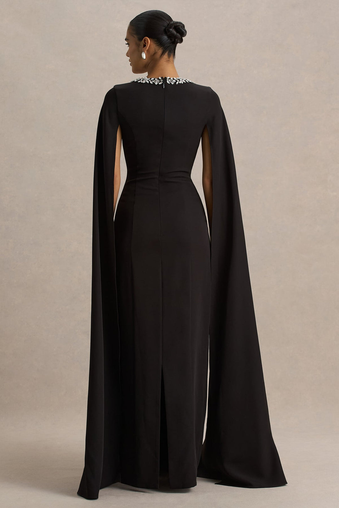 Embellished square-neck cape gown – ESMÉ