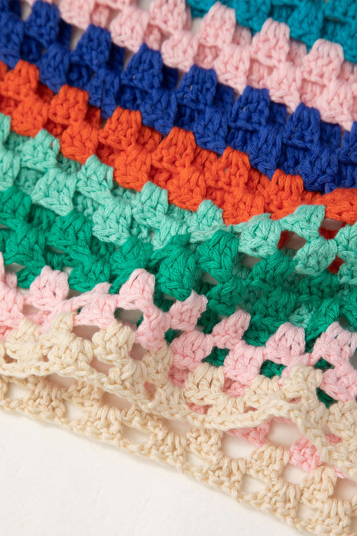 Rainbow Crochet Tie Front Tube Top And Shorts Set