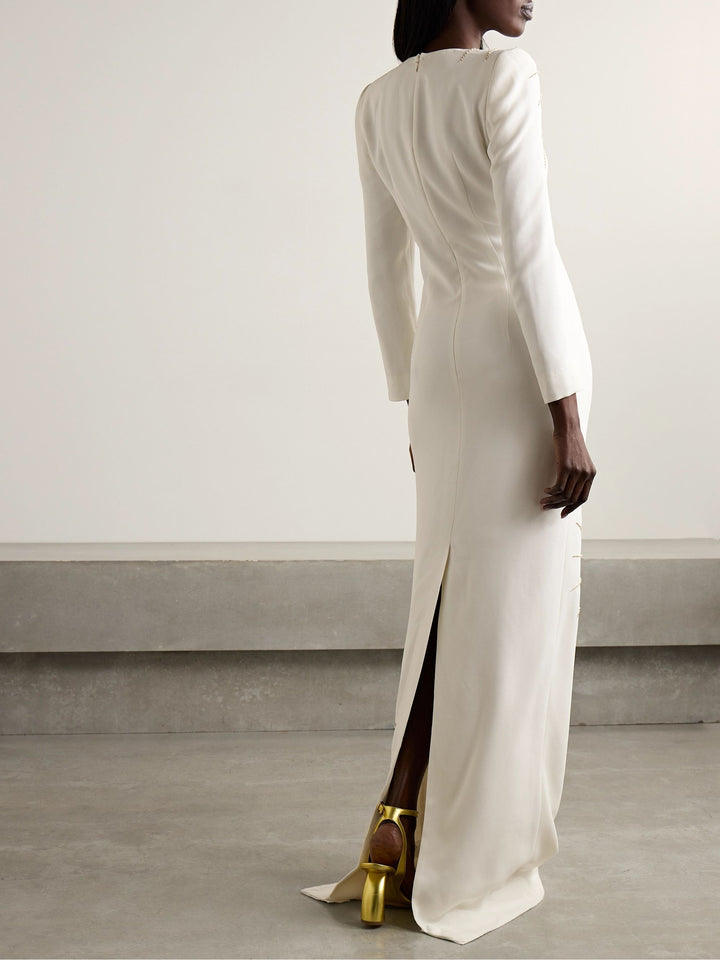 Embellished pearl motif gown – SOLENE