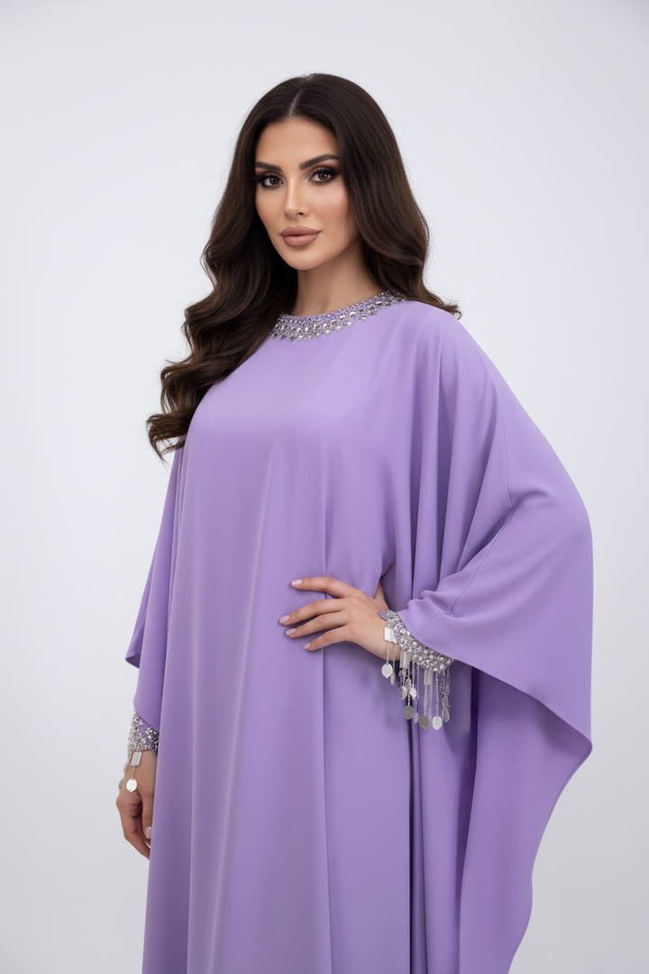 embellished lilac kaftan with crystal cuffs – ALYANA