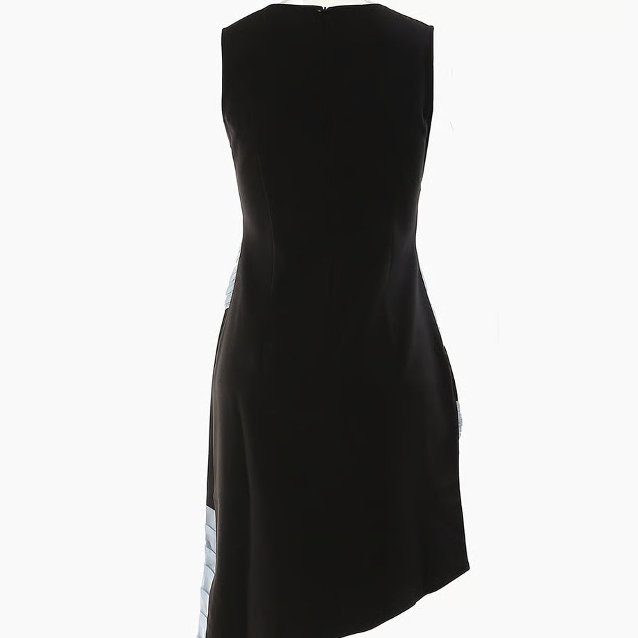 Flowy midi dress with soft pleated texture and feminine silhouette – ELORIA