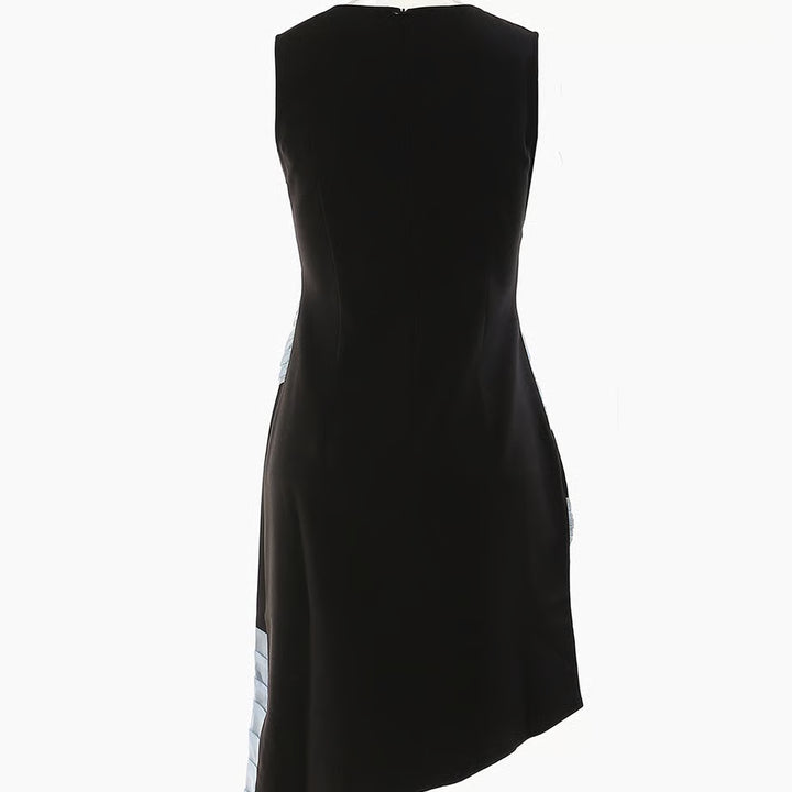 Flowy midi dress with soft pleated texture and feminine silhouette – ELORIA