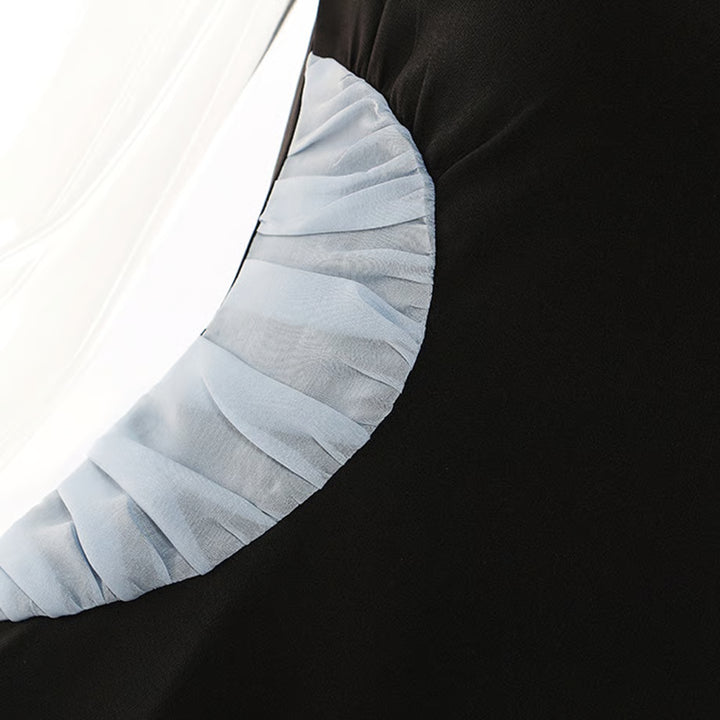 Flowy midi dress with soft pleated texture and feminine silhouette – ELORIA