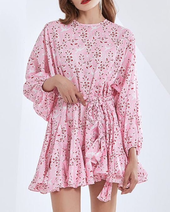 Haut à manches évasées plissées et ensemble jupe longue avec ceinture à la taille – Rosiny 