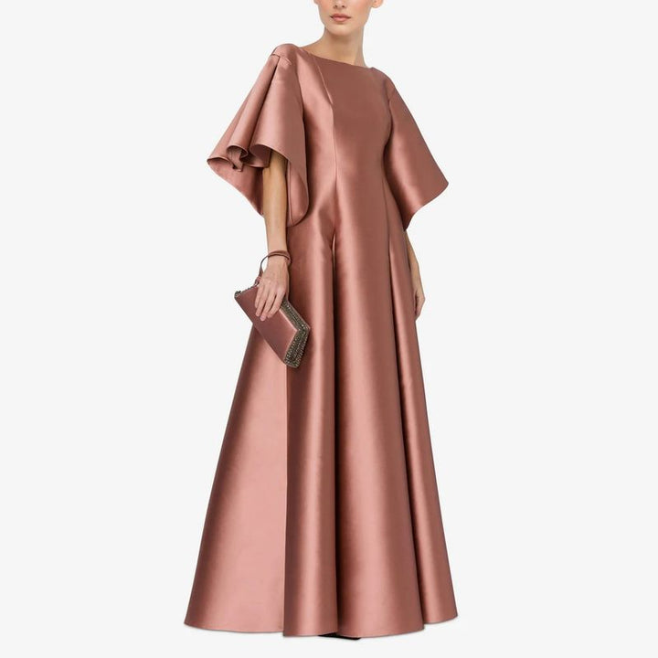 flutter-sleeve satin A-line gown – AURORA