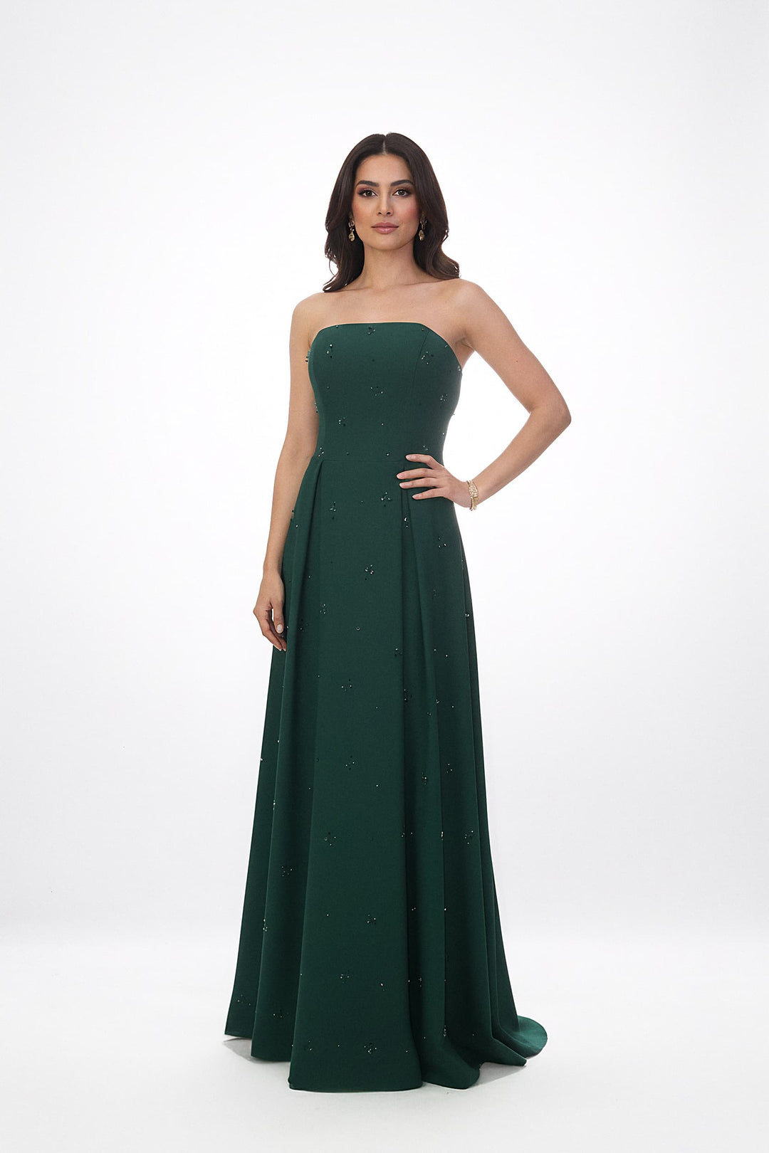 strapless embellished gown with A-line silhouette – FALENA