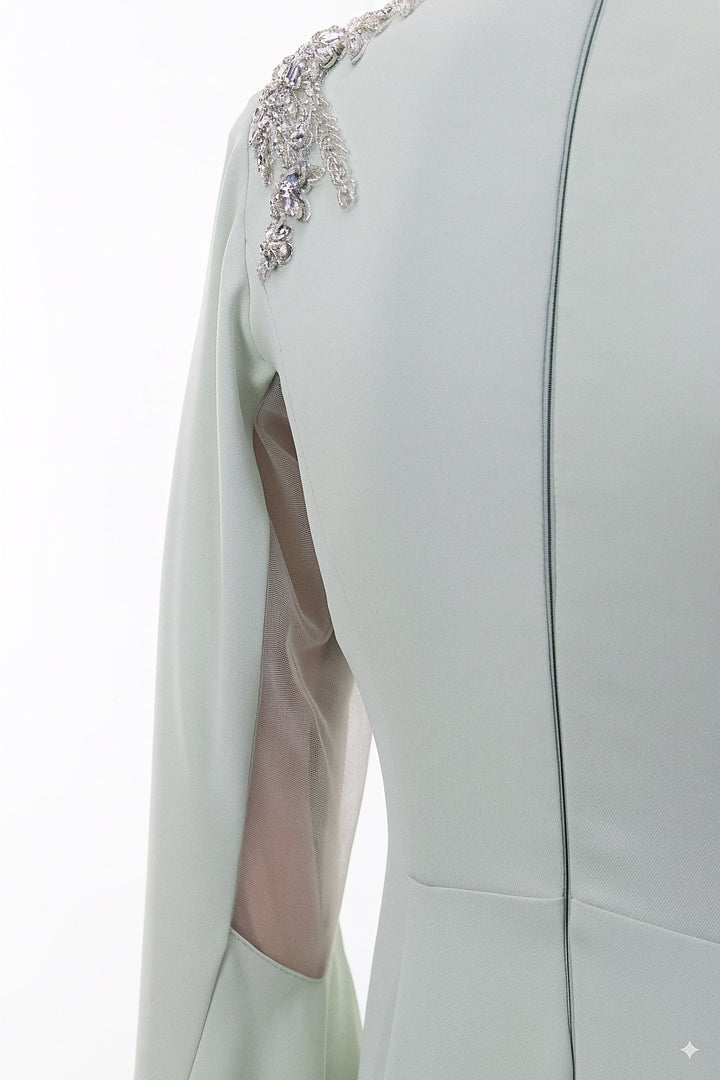 long-sleeve mermaid gown with embellished shoulder – SEGE