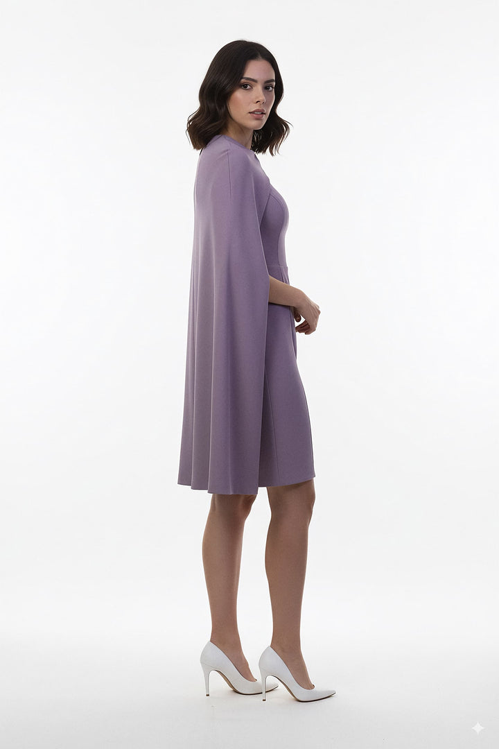 sleeveless sheath dress with cape overlay – VIOLETTA