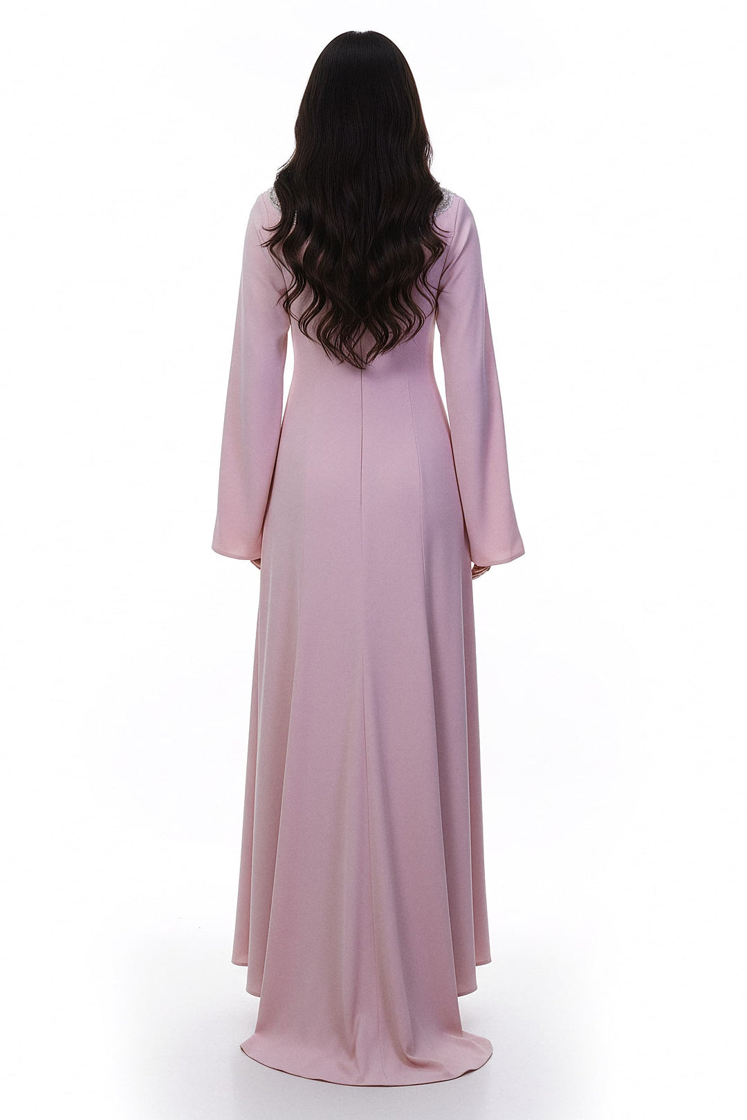 plunging neckline gown with embellished shoulders – ROSABELLE