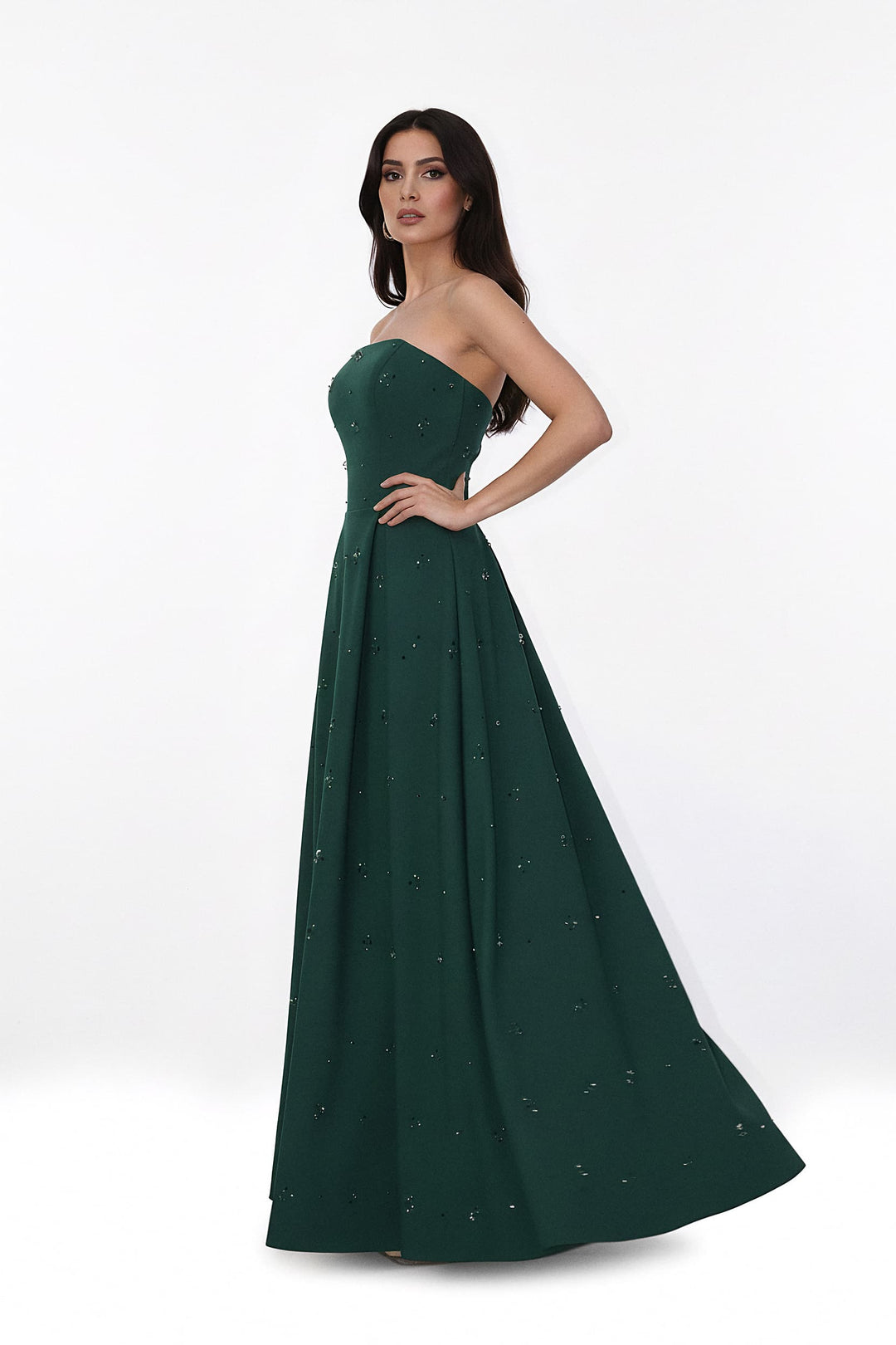 strapless embellished gown with A-line silhouette – FALENA