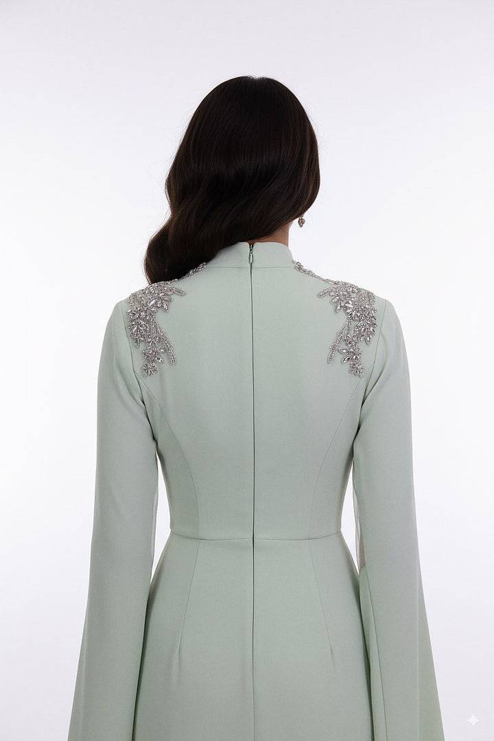 long-sleeve mermaid gown with embellished shoulder – SEGE