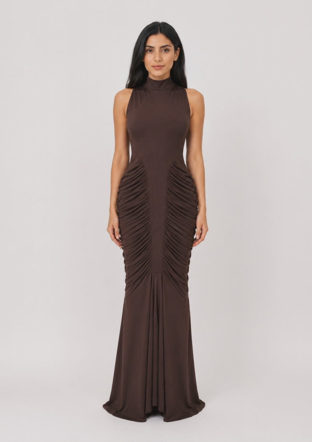 Ruched Sculpted Mermaid Gown — Ivory