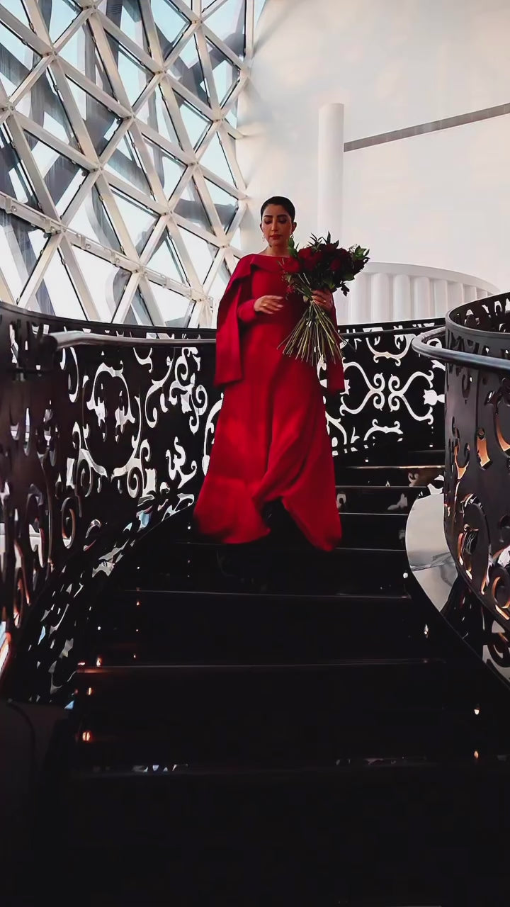 long-sleeve sequin-speckled column gown – Jevako