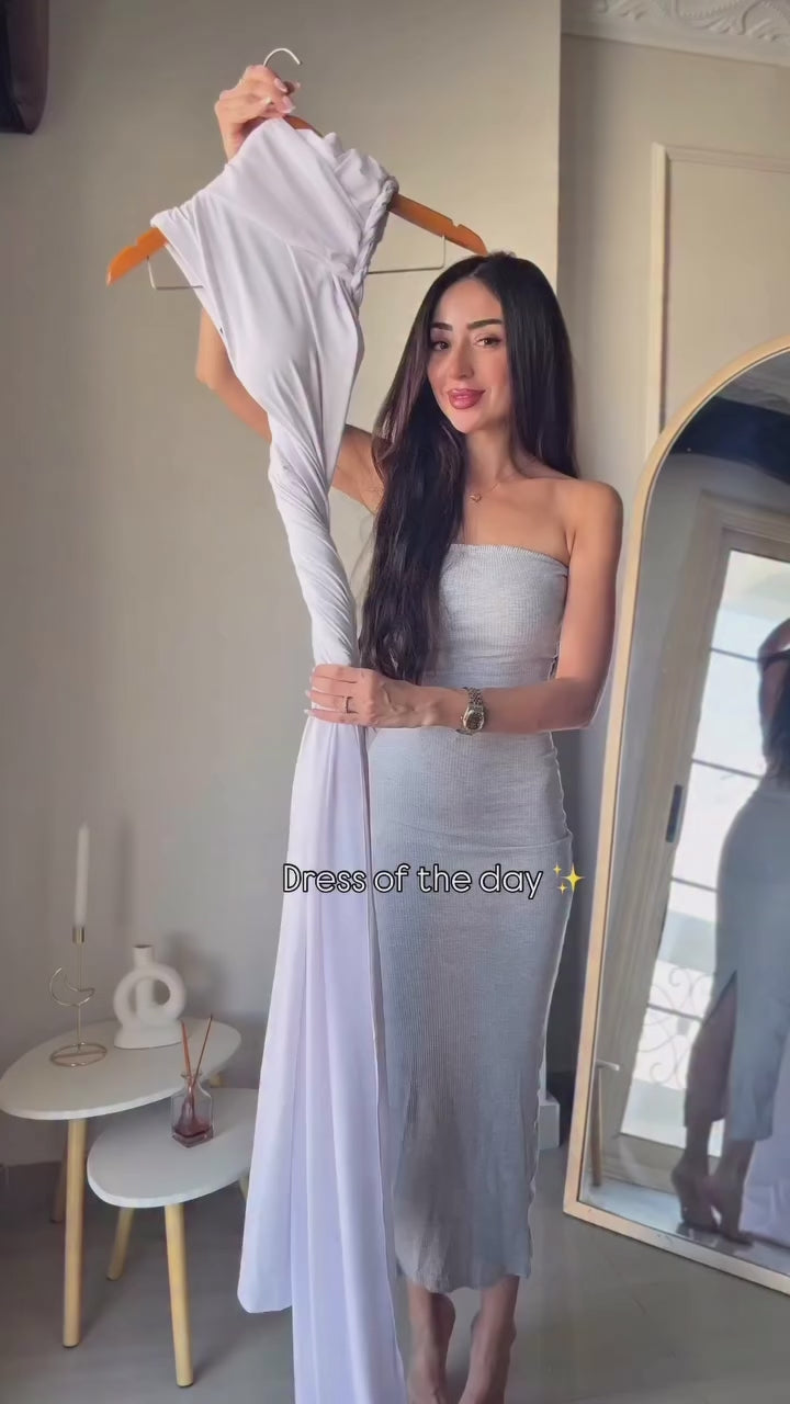 one-shoulder gown with draped cape – AURORA