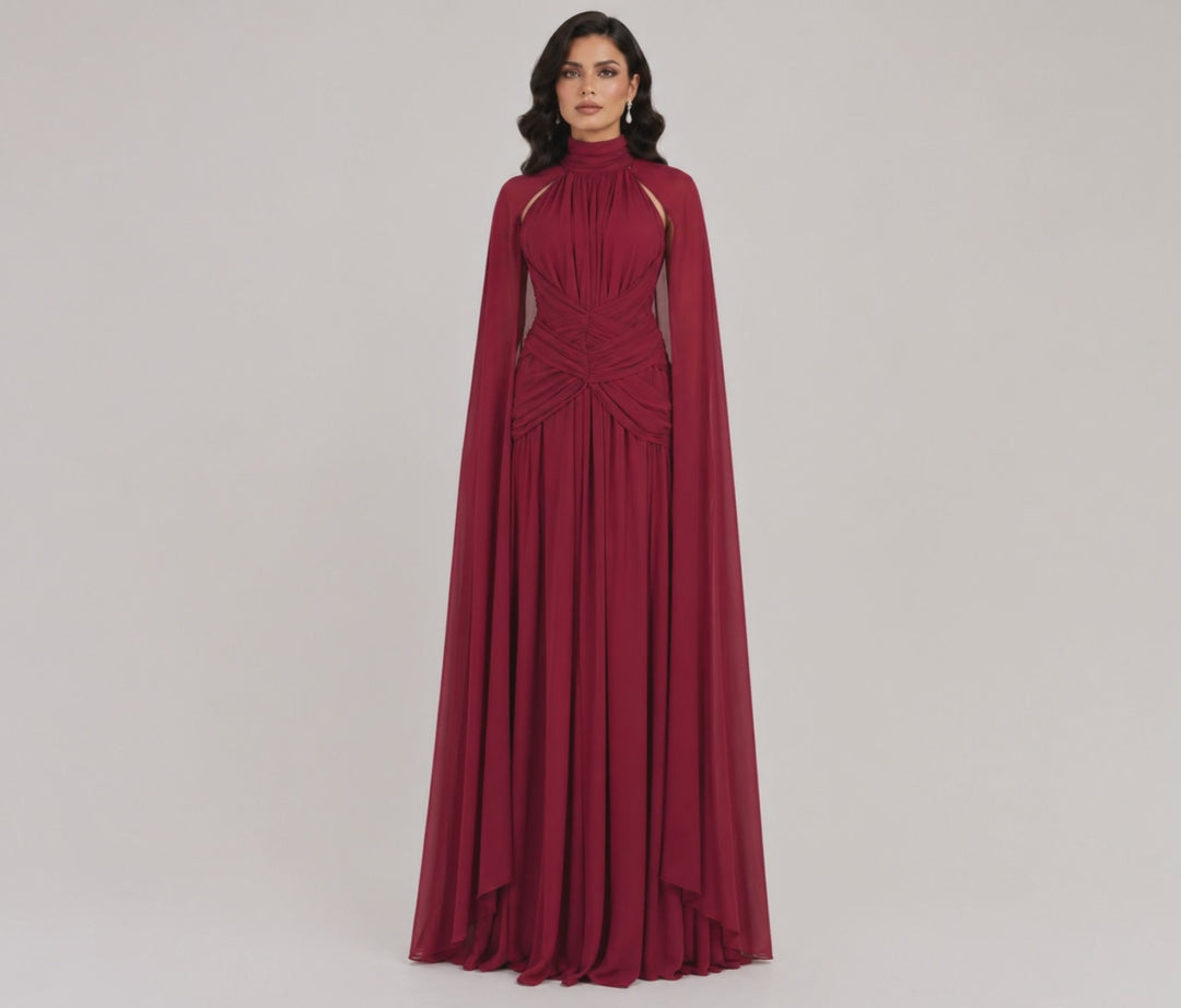Royal Drape Cape Evening Gown — Majesty