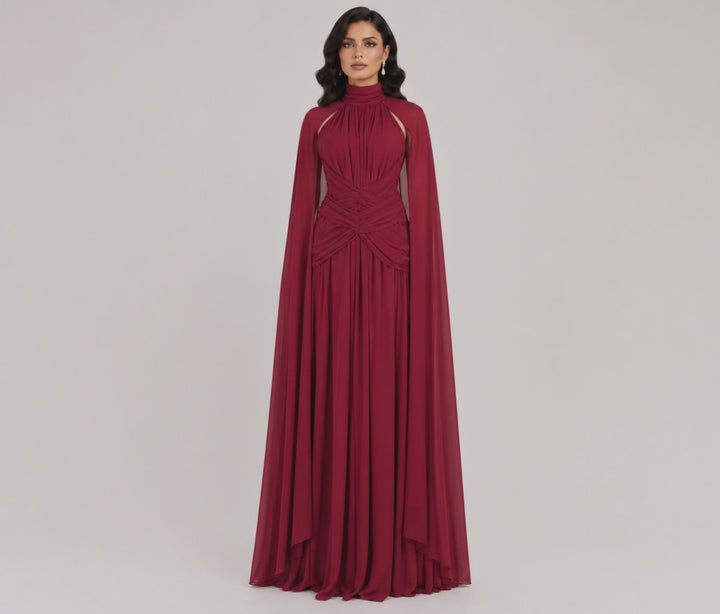 Royal Drape Cape Evening Gown — Majesty