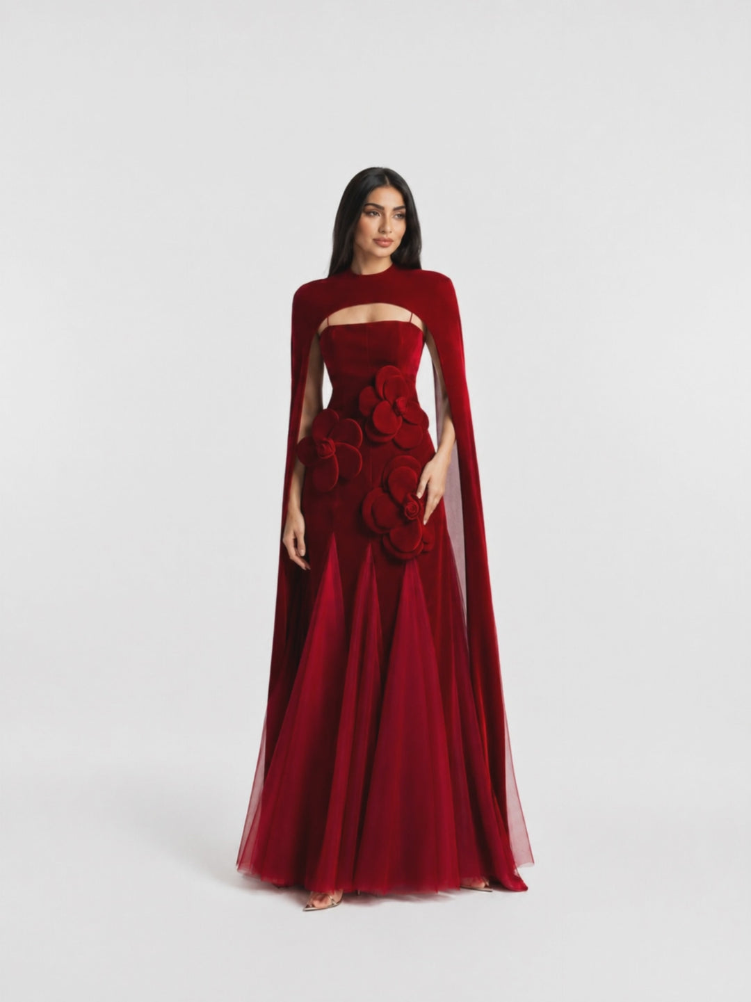 Floral Cape Evening Gown – Rosalia