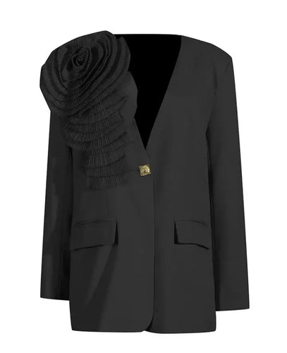 tailored blazer with oversized floral appliqué – LIME