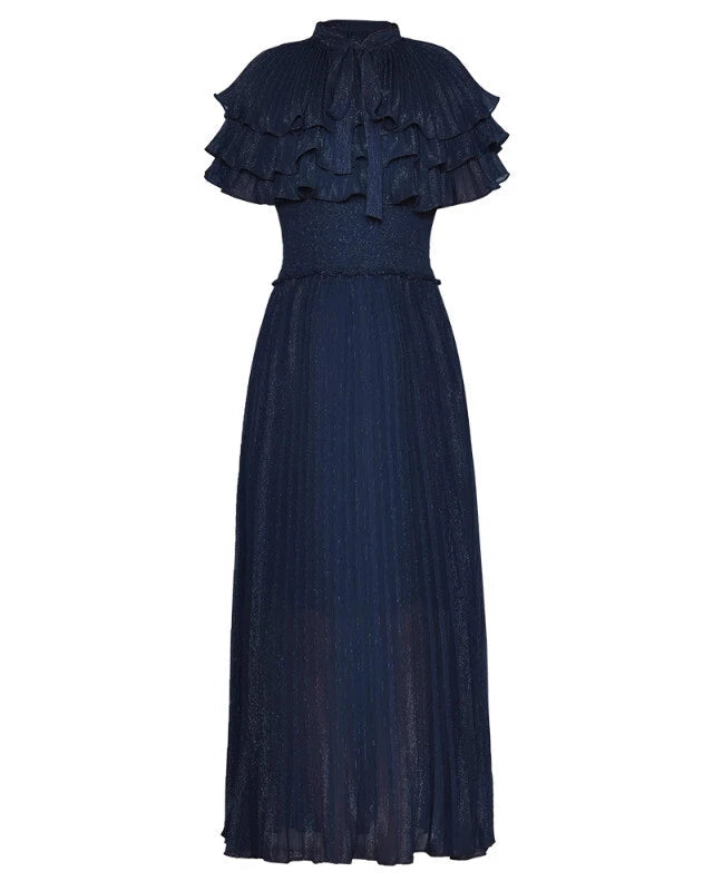 三季度袖缠绕礼服，饰有亮片翻领和花卉贴花 – ALINA 