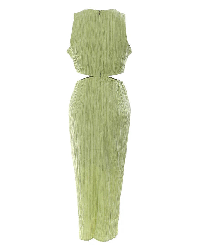 Geplooide top met uitlopende mouwen en maxi-rok set met tailleband – Rosiny 