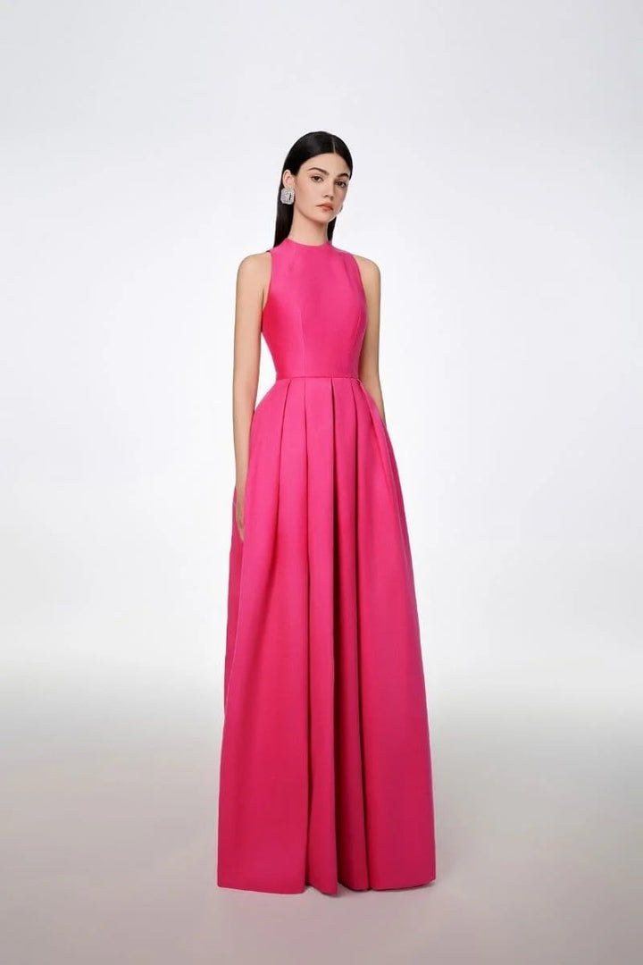 halter pleated ball gown – FUCHSIAE