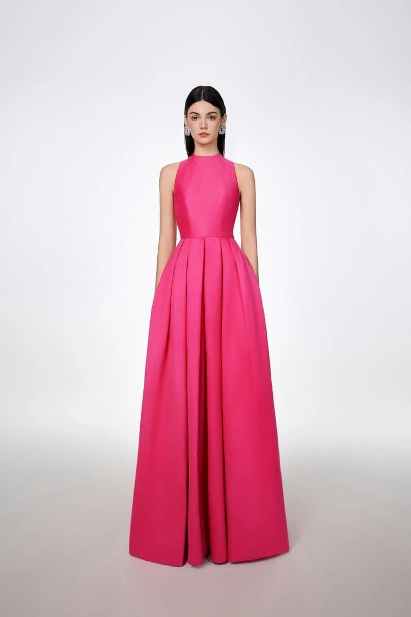 halter pleated ball gown – FUCHSIAE