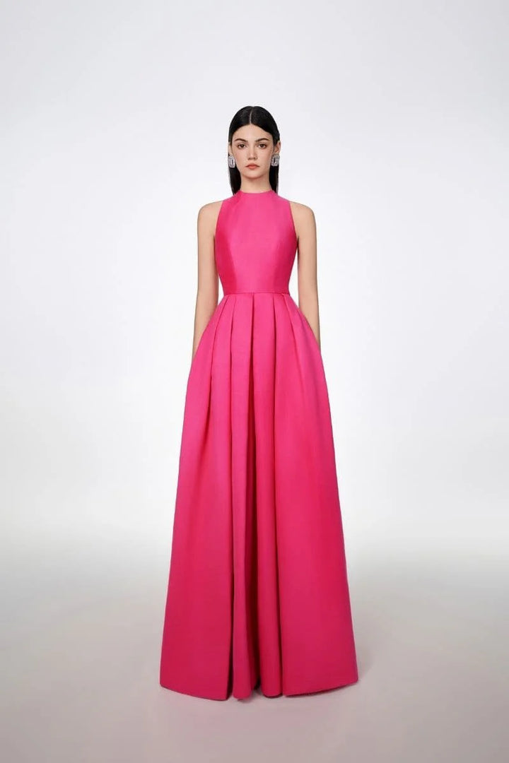 halter pleated ball gown – FUCHSIAE