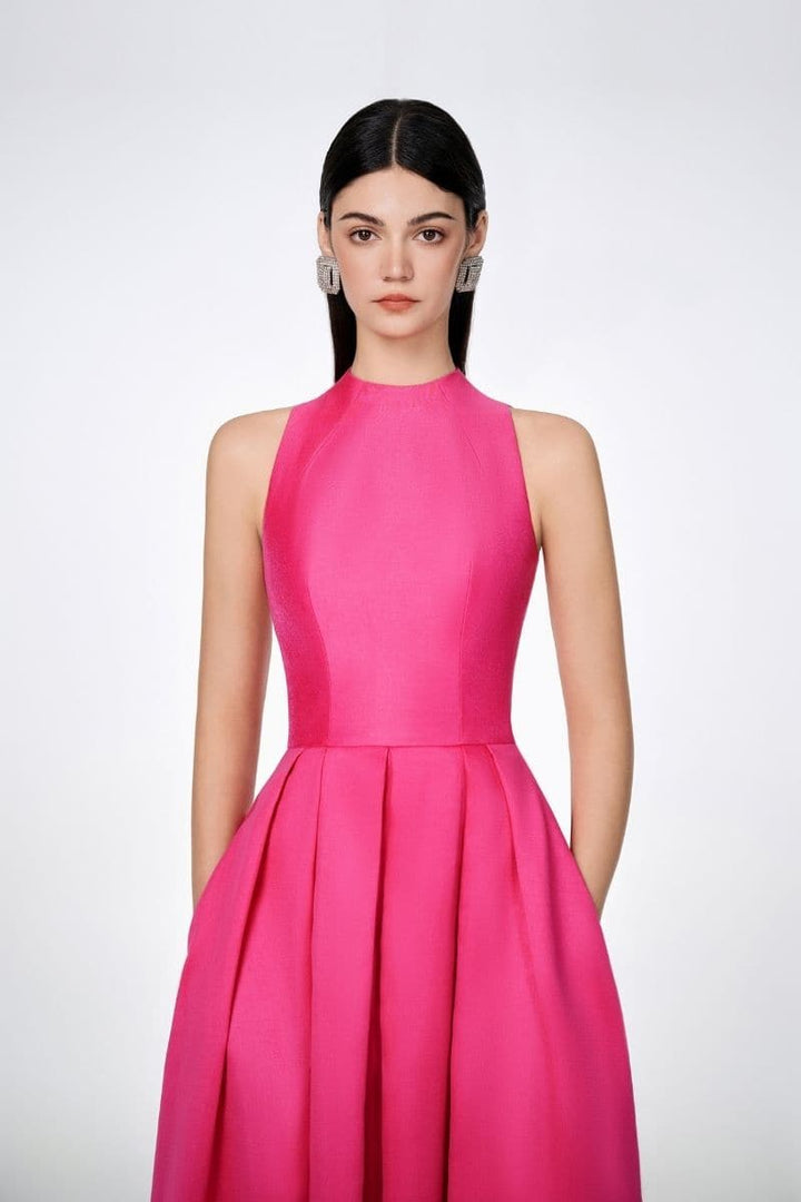 halter pleated ball gown – FUCHSIAE